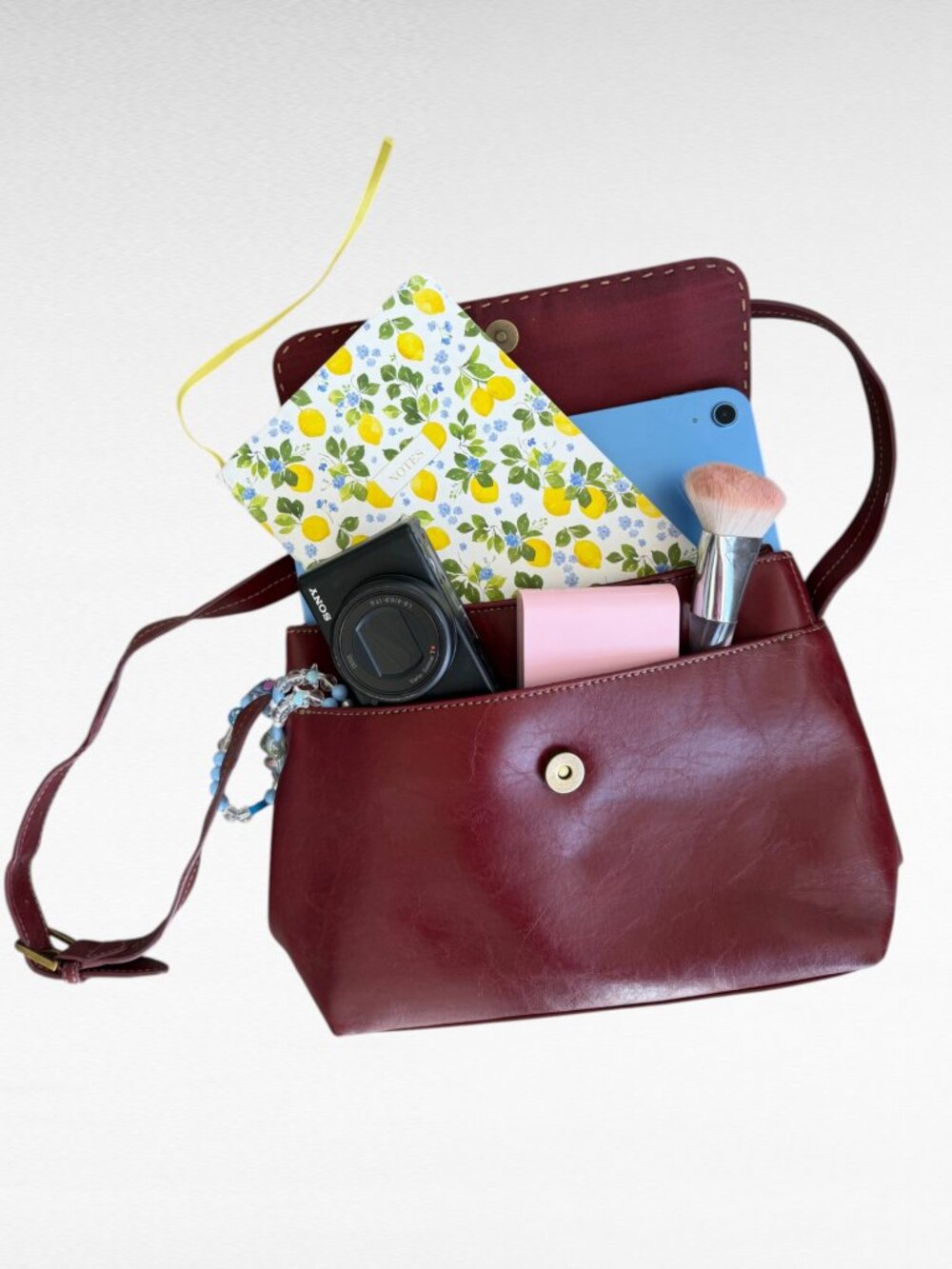 Relic by Fossil Burgundy Leather Crossbody Bag Boho Y2K Vintage Style - Picture 3 of 7
